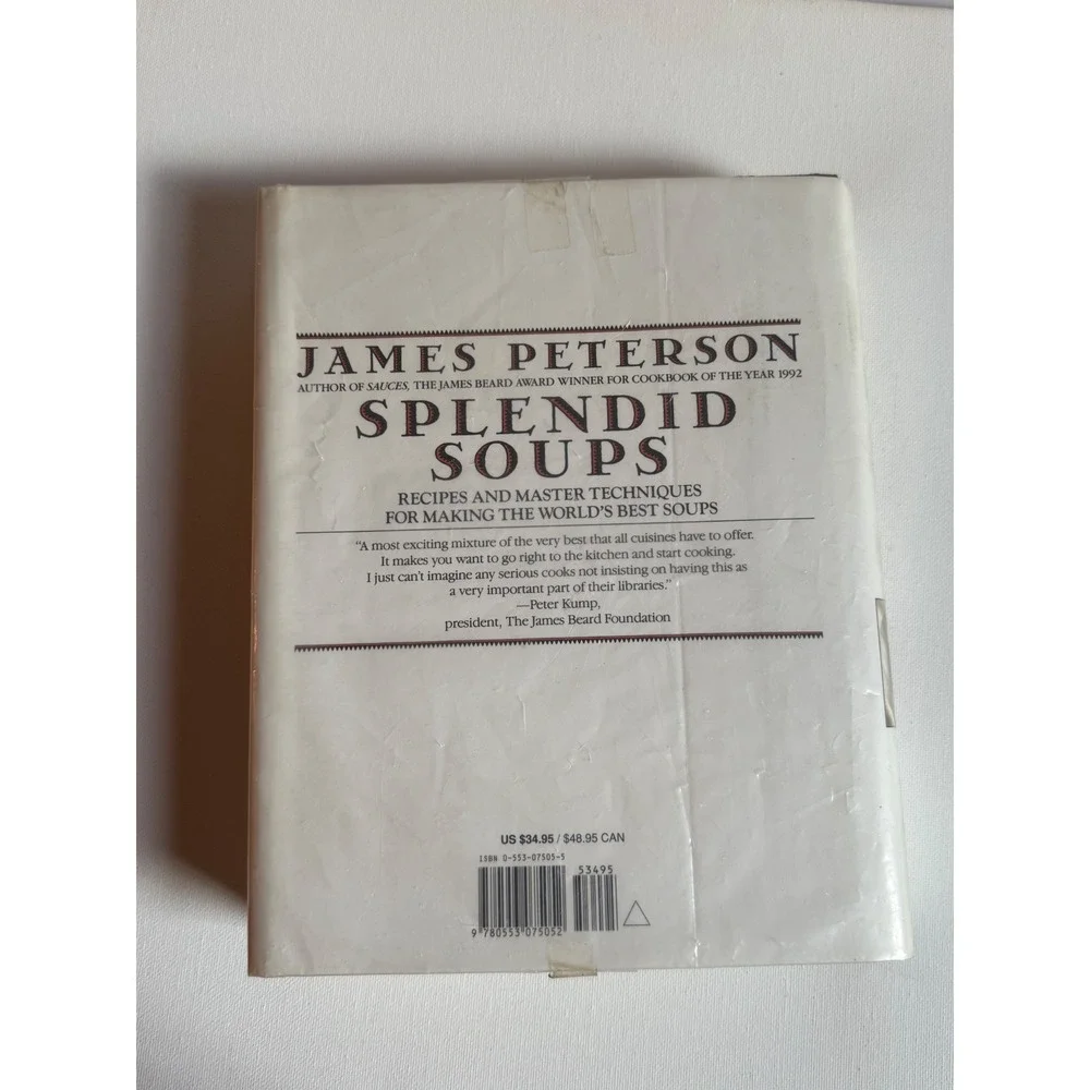 Splendid Soups James Peterson Cookbook Hardcover Bantam Books RecipesTechniques